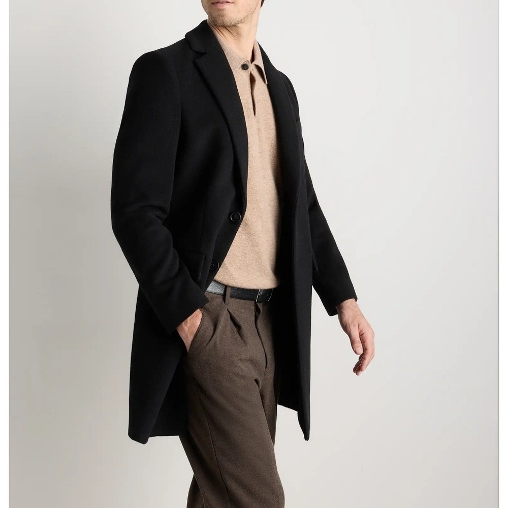 Quince Mens S NWT Wool Cashmere Overcoat Black Quiet Luxury Neutral Preppy Slim